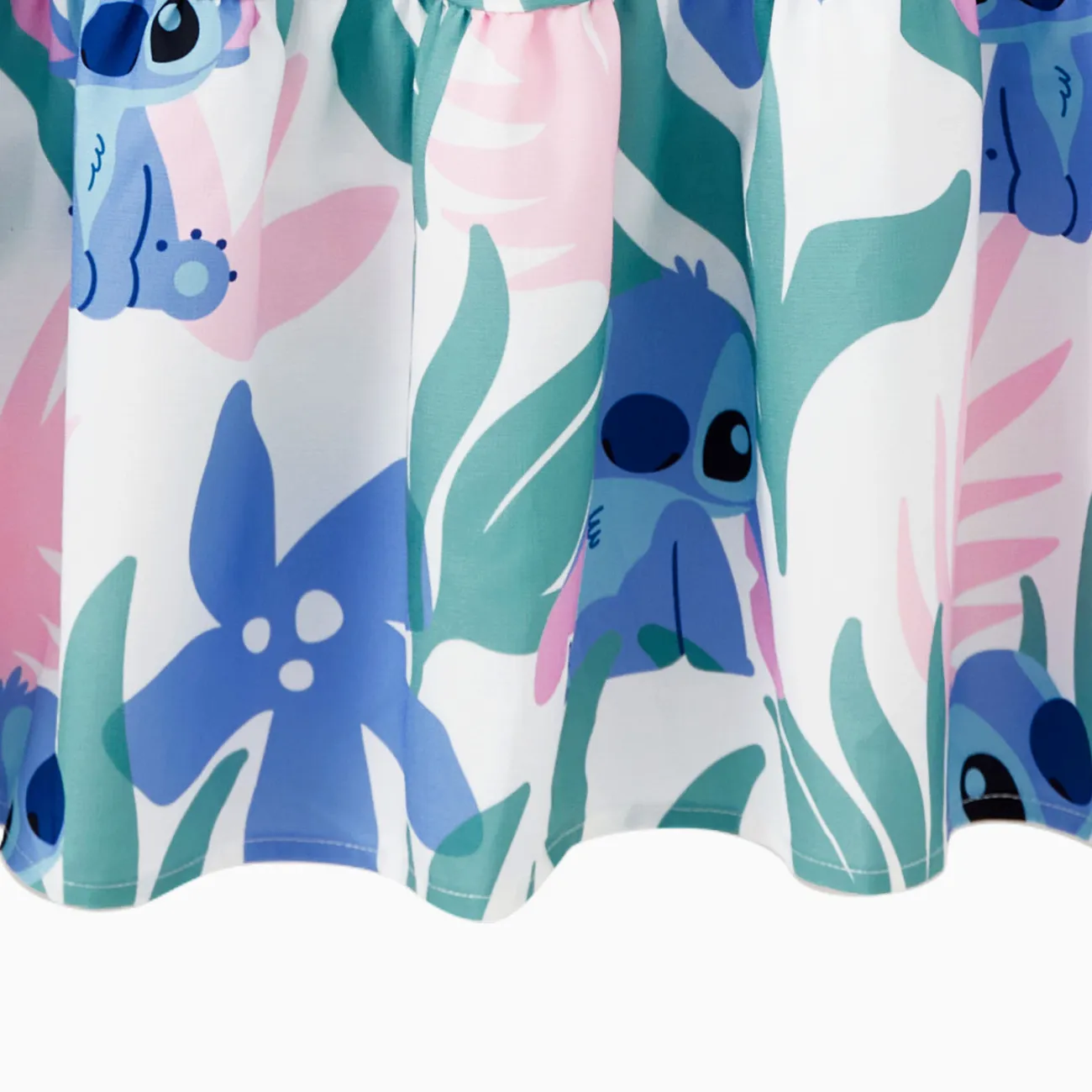 Disney Family Matching Floral Plant Stitch Print Tee/Ruffle-sleeve Dress Green big image 1