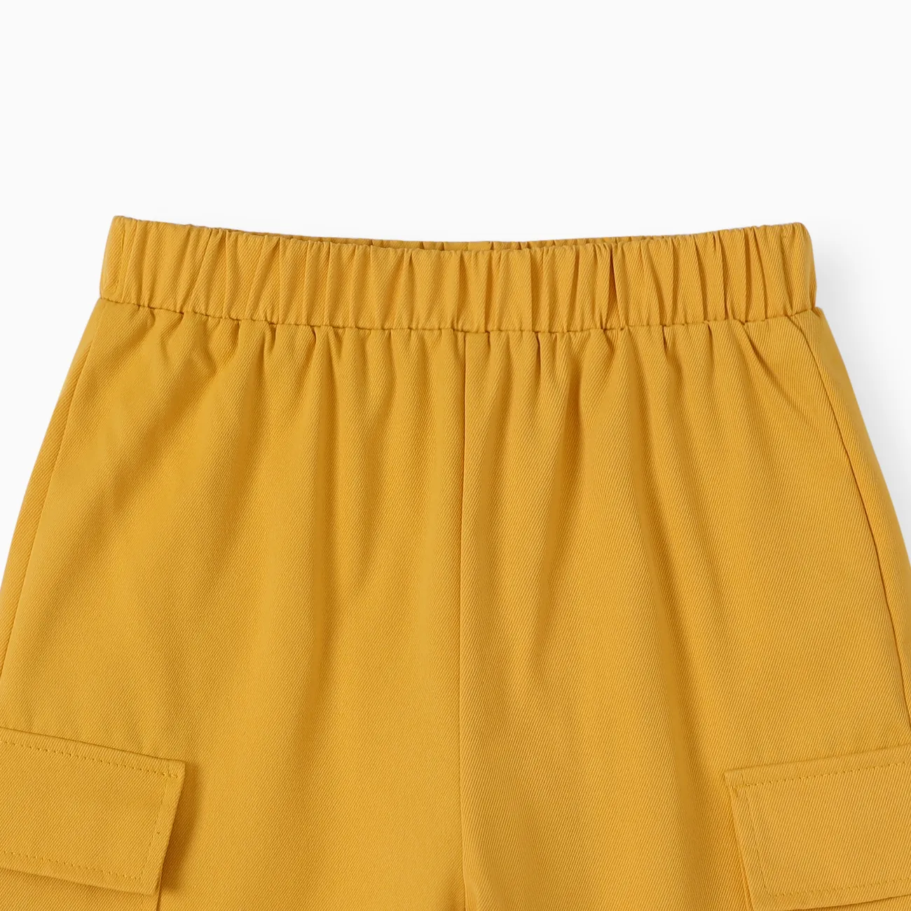 pantalones cortos elásticos con diseño de bolsillo de color sólido para niños Amarillo big image 1