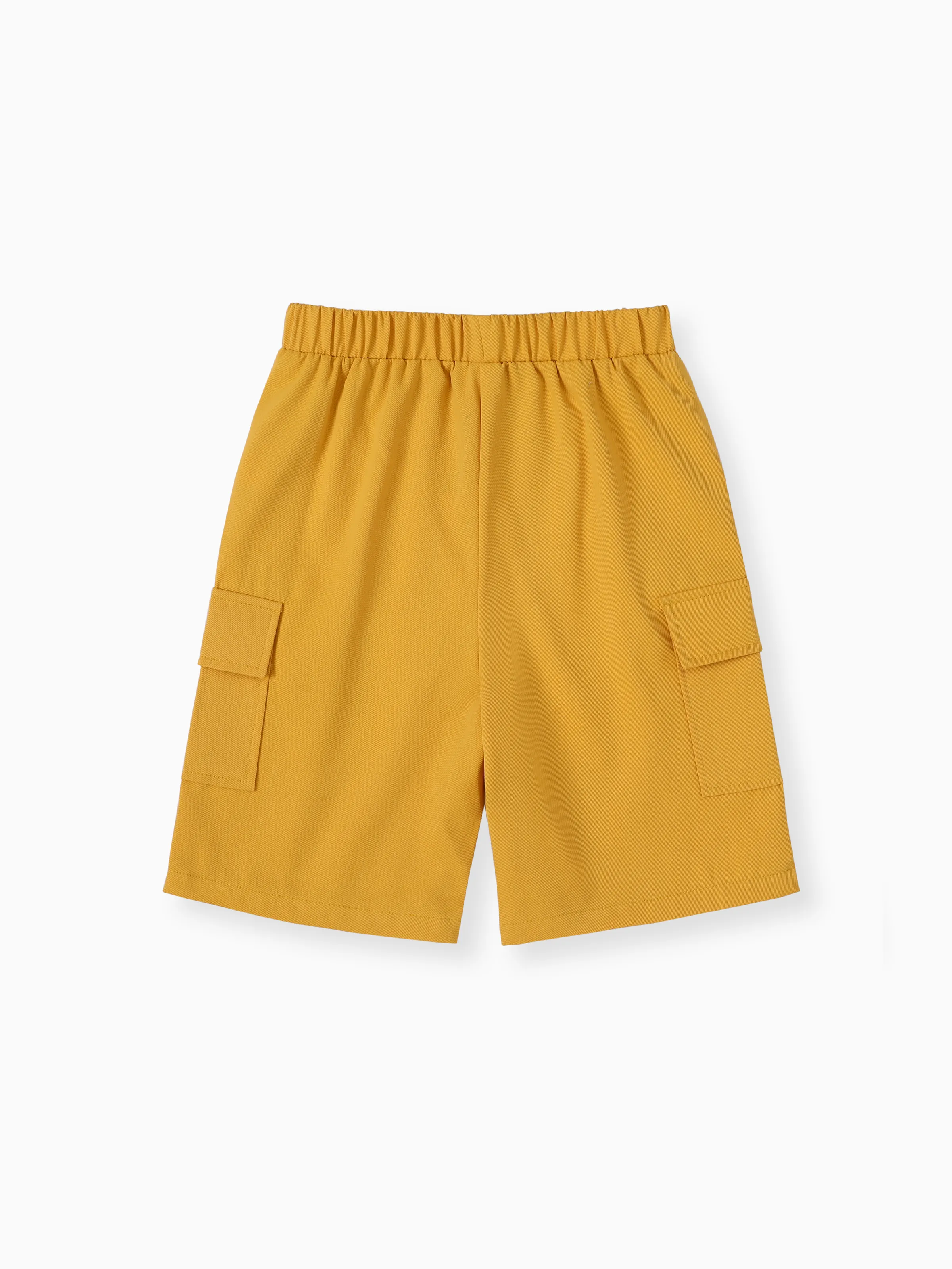 Kid Boy Solid Color Pocket Design Elasticized Shorts