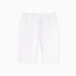 Pantalones cortos de algodón de color sólido para niña pequeña/niña Blanco