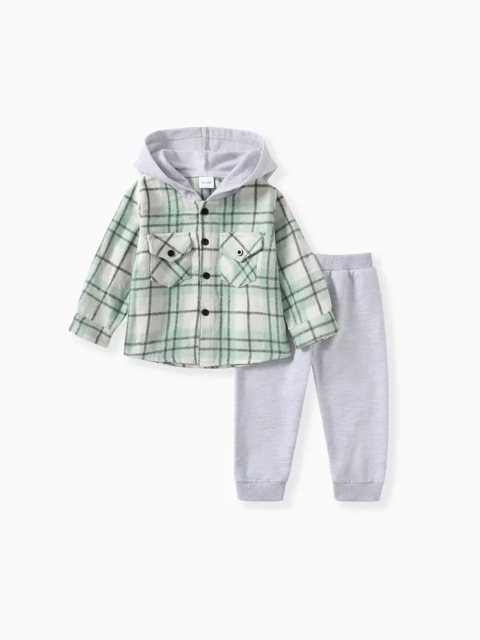 2pcs Kid Girl/Boy Grid Avant-garde Set con solapa