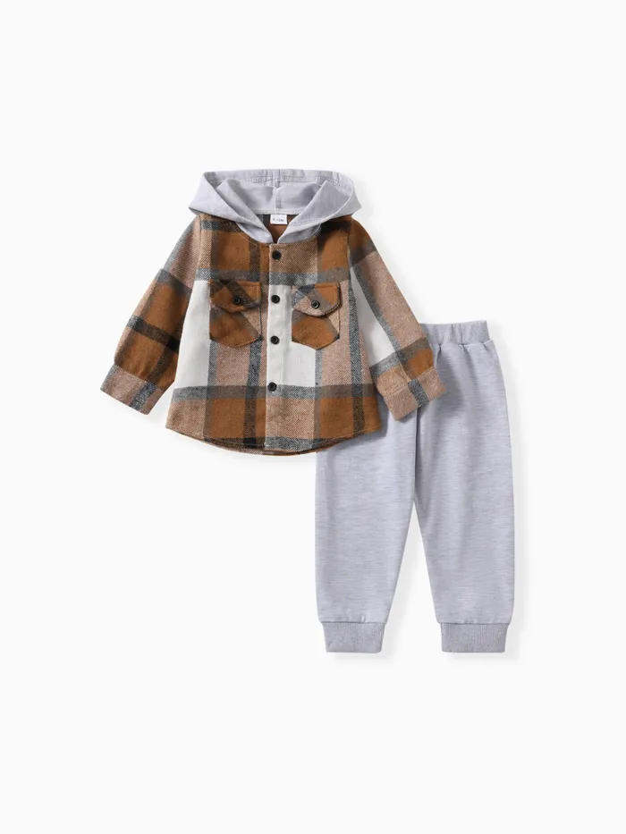 2pcs Kid Girl/Boy Grid Avant-garde Set con solapa