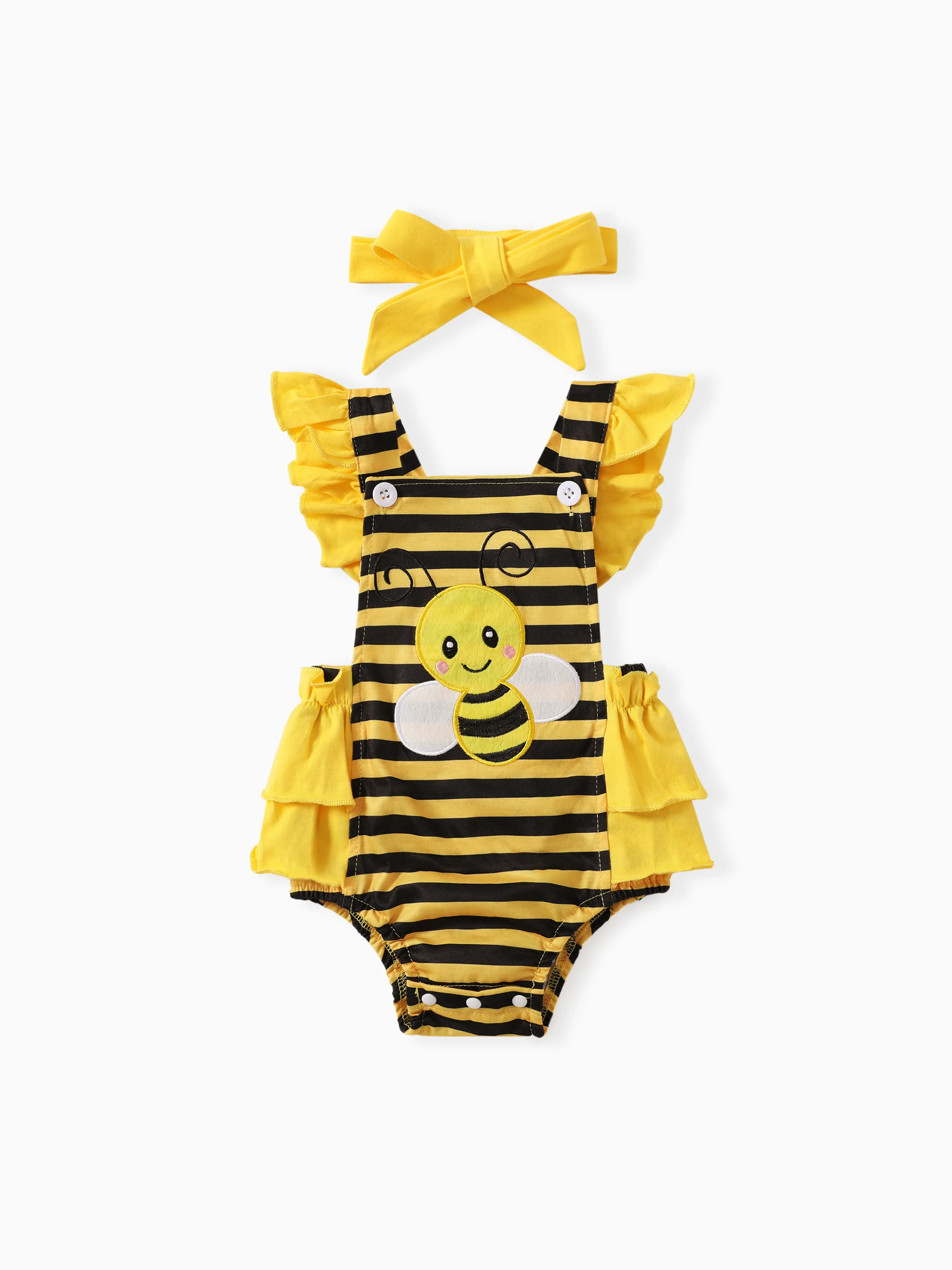 

2pcs Baby Girl Marine Flutter Sleeve Romper Set