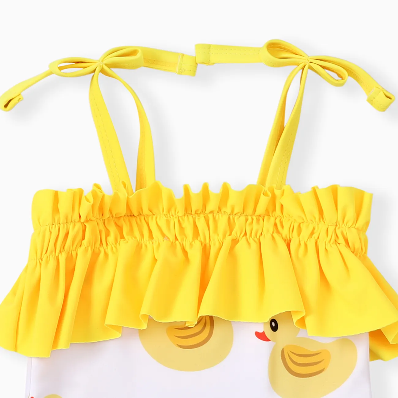 2 Stück Baby Mädchen Rüschenrand Kindlich Tanktop Badeanzüge gelb big image 1
