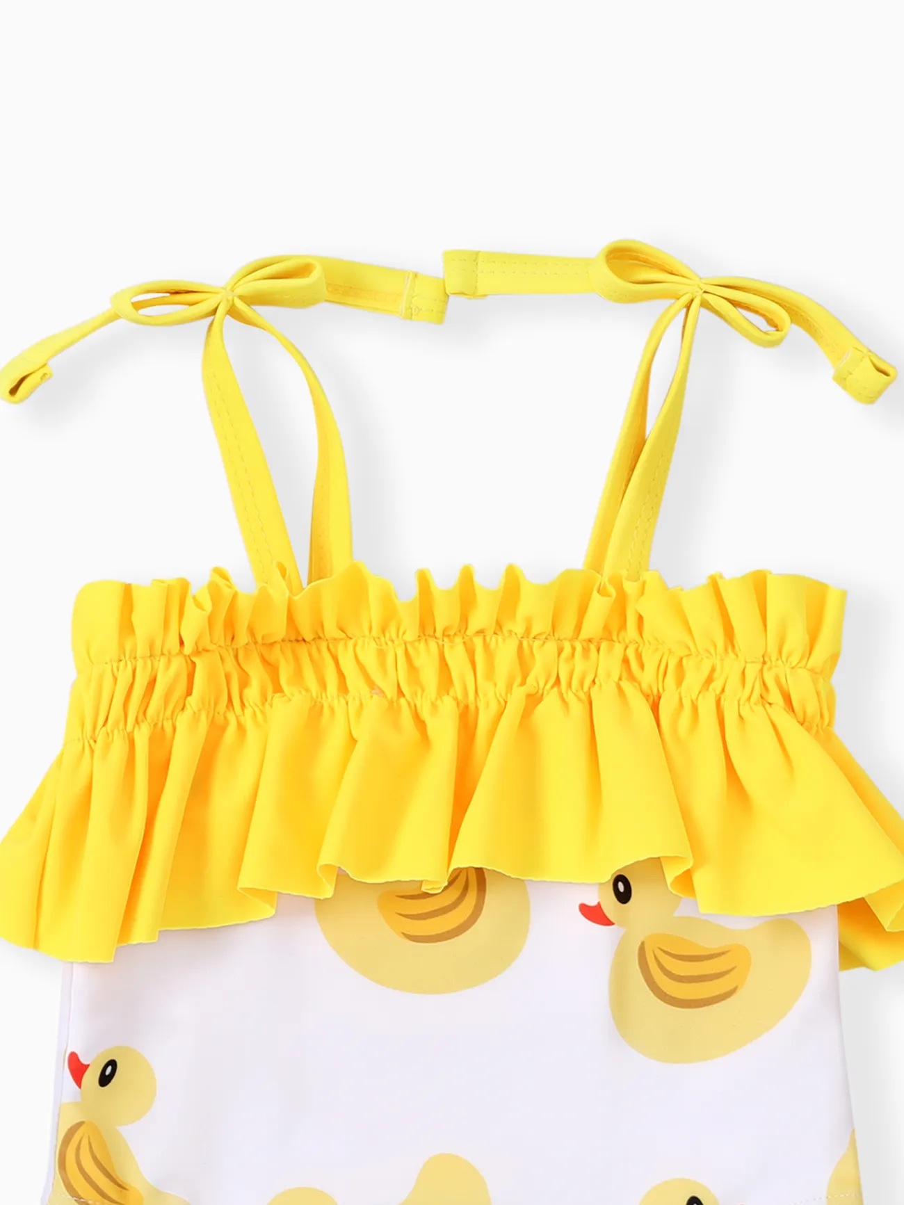 2 unidades Bebé Chica Volantes Infantil Camiseta sin mangas Trajes de baño Amarillo big image 1