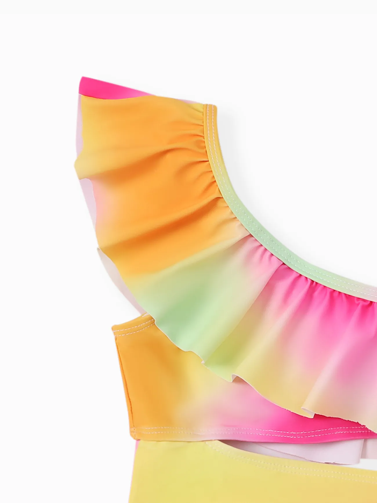 Sweet Girl Ruffle Edge Swimsuit, Polyester Spandex, 1 Piece Multi-color big image 1