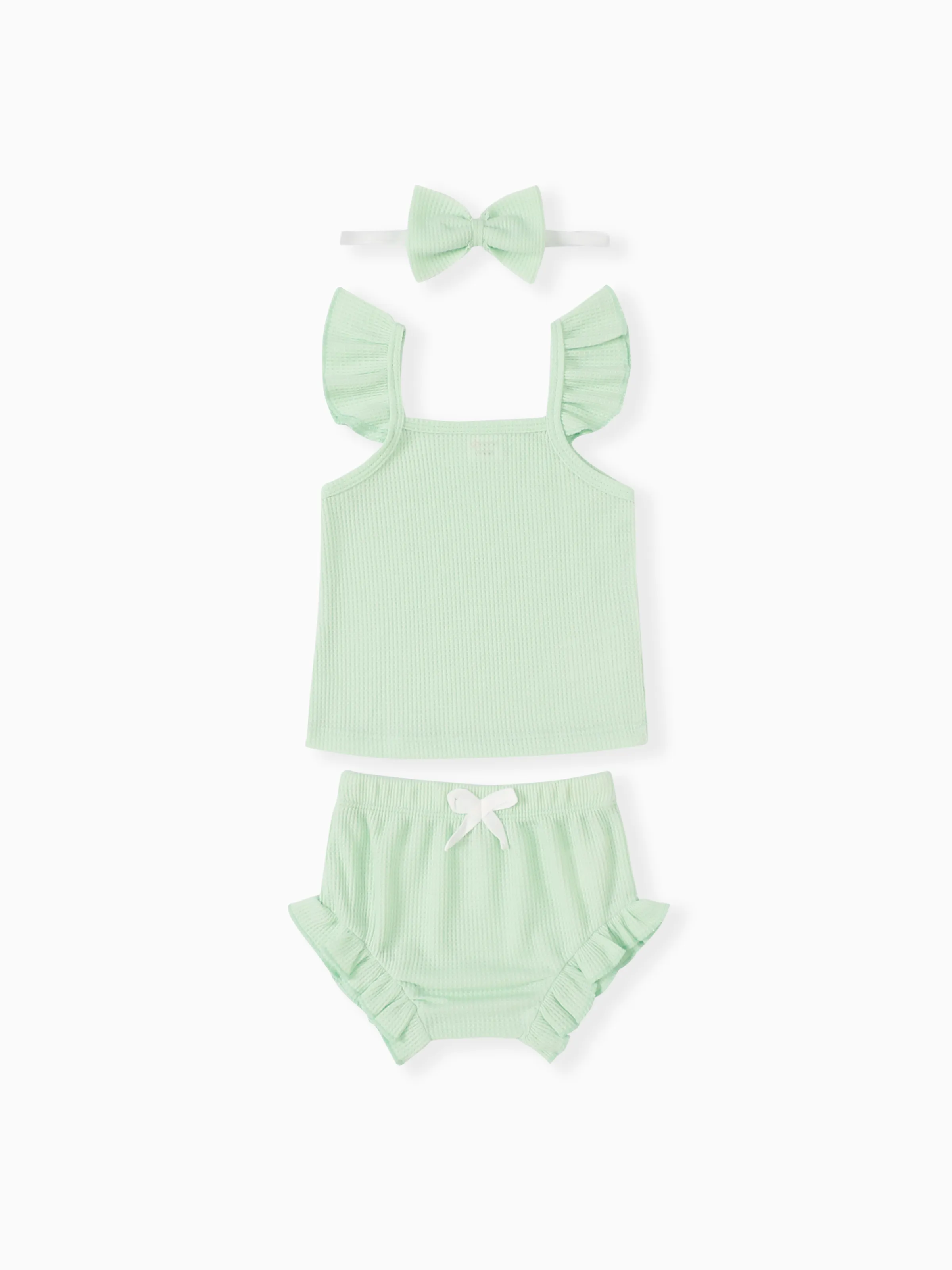 Sweet 3pcs Baby Girl Ruffle Edge Set in Polyester Fabric