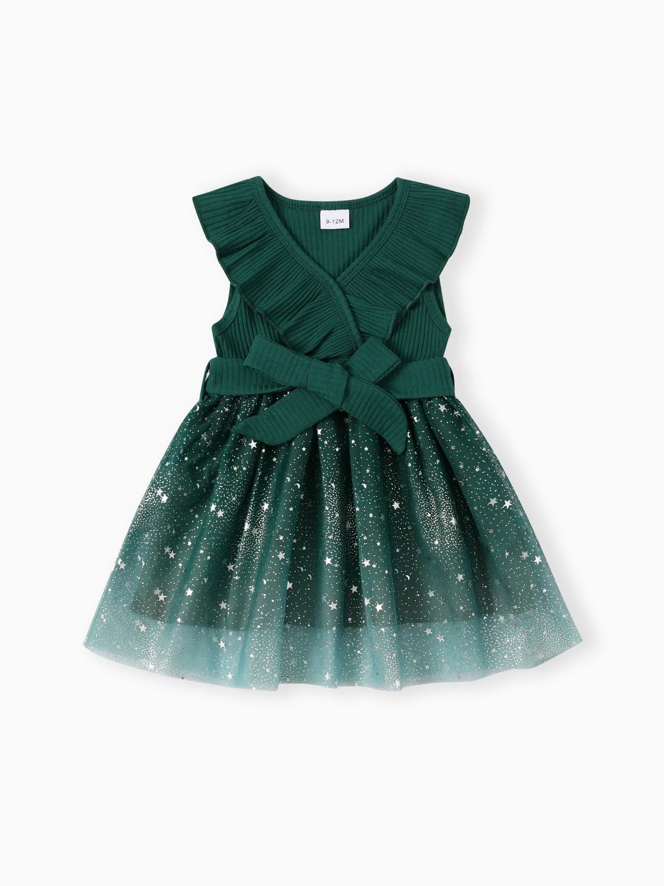 Sweet Stars Ruffle Dress Set for Baby Girls Green big image 1