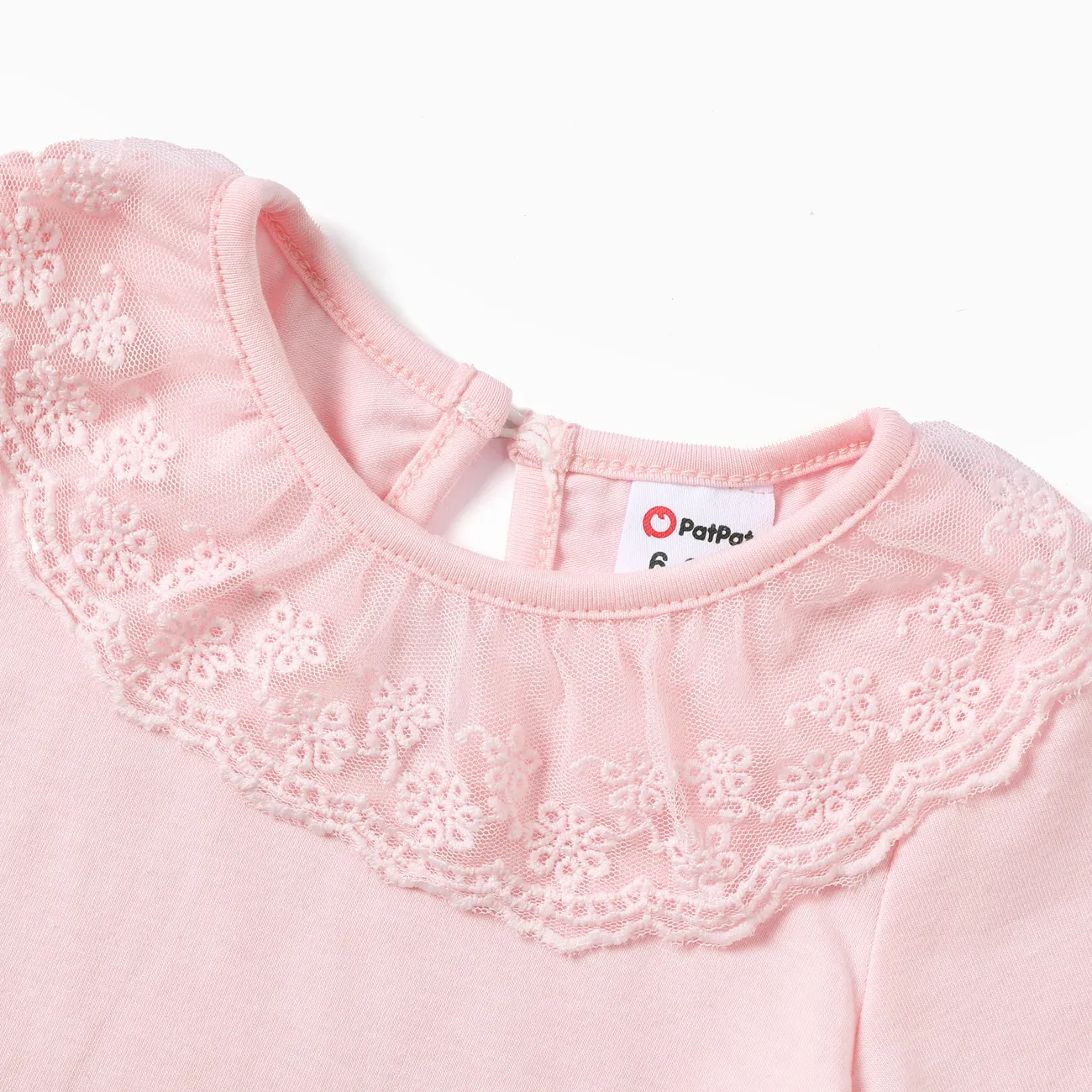  2pcs Baby Girls' Avant-Garde Grid/Houndstooth Ruffle Edge Top and Shorts Set  Pink big image 1