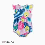 Looney Tunes Family Matching Flower Palm Leaf Character Print Onesie/Sleeveless Dress/T-shirt Pink