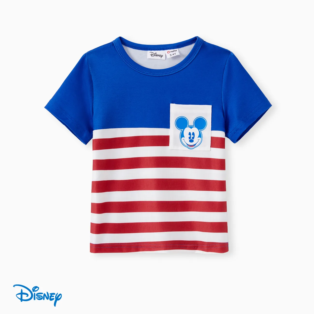 Disney Mickey and Friends Family Matching Independence Day Mickey Character Striped Pint Sleeveless Dress/Tee/Onesie Color block big image 1