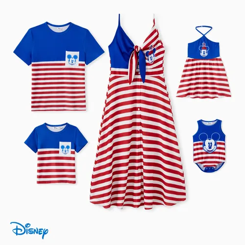 Disney Mickey and Friends Family Matching Independence Day Mickey Character Striped Pint Sleeveless Dress/Tee/Onesie