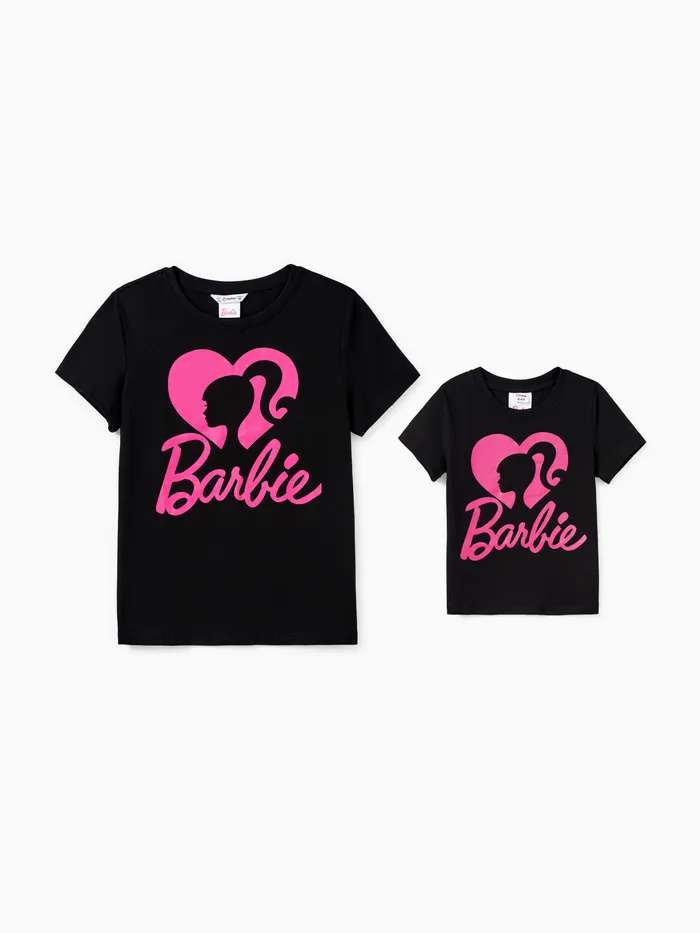 Barbie mamma e me t-shirt a maniche corte in cotone a maniche corte con stampa cuore e lettera