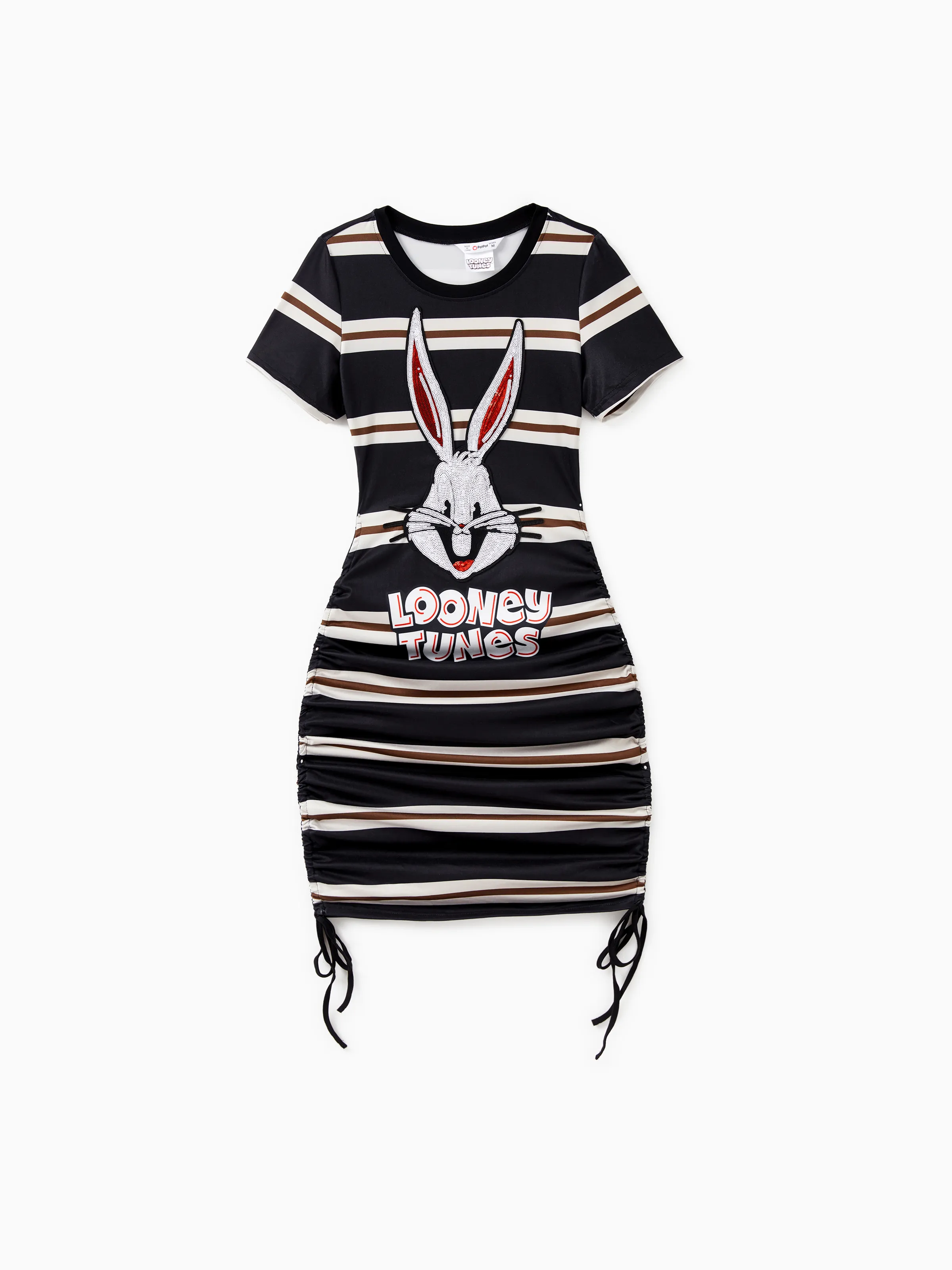 

Looney Tunes Family Matching Cotton Bugs Bunny Character Striped Print T-shirt/Dress