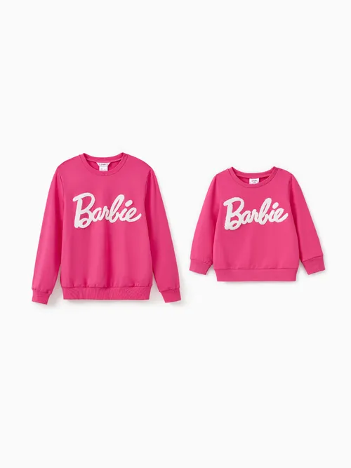 Sweat-shirt Barbie Maman et Moi Lettre Brodé Coton à manches longues