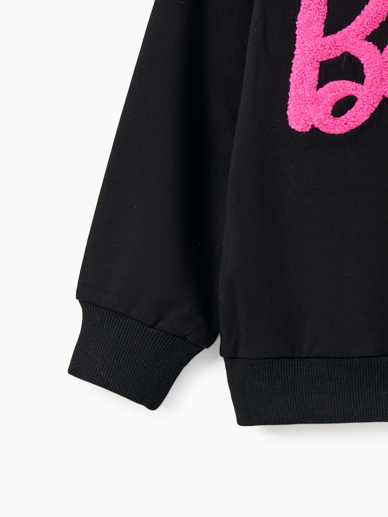 Barbie Mommy and Me Letter Embroidered Long-sleeve Cotton Sweatshirt Black big image 1