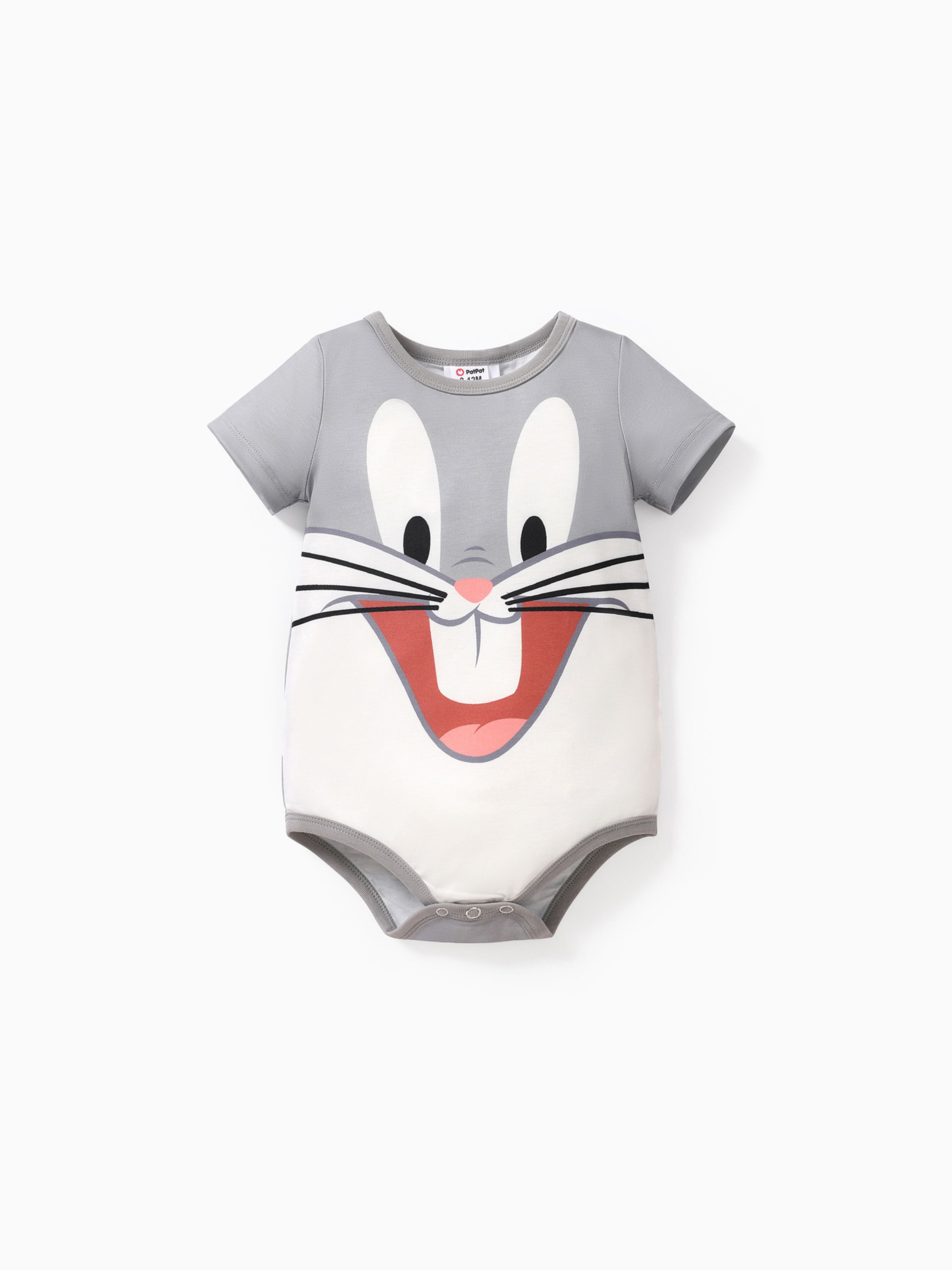 Looney Tunes Baby Boy/Girl Cartoon Animal Print Striped Short-sleeve Jumpsuit