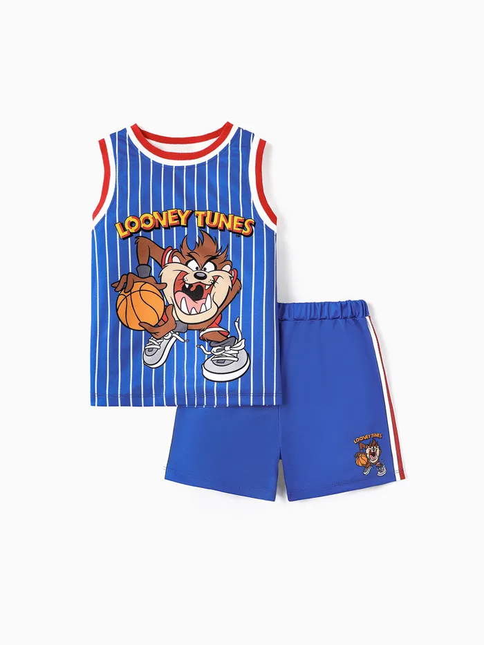 looney tunes niño/niño niño 2 piezas de baloncesto y camiseta sin mangas con estampado de personajes y conjunto de pantalones cortos