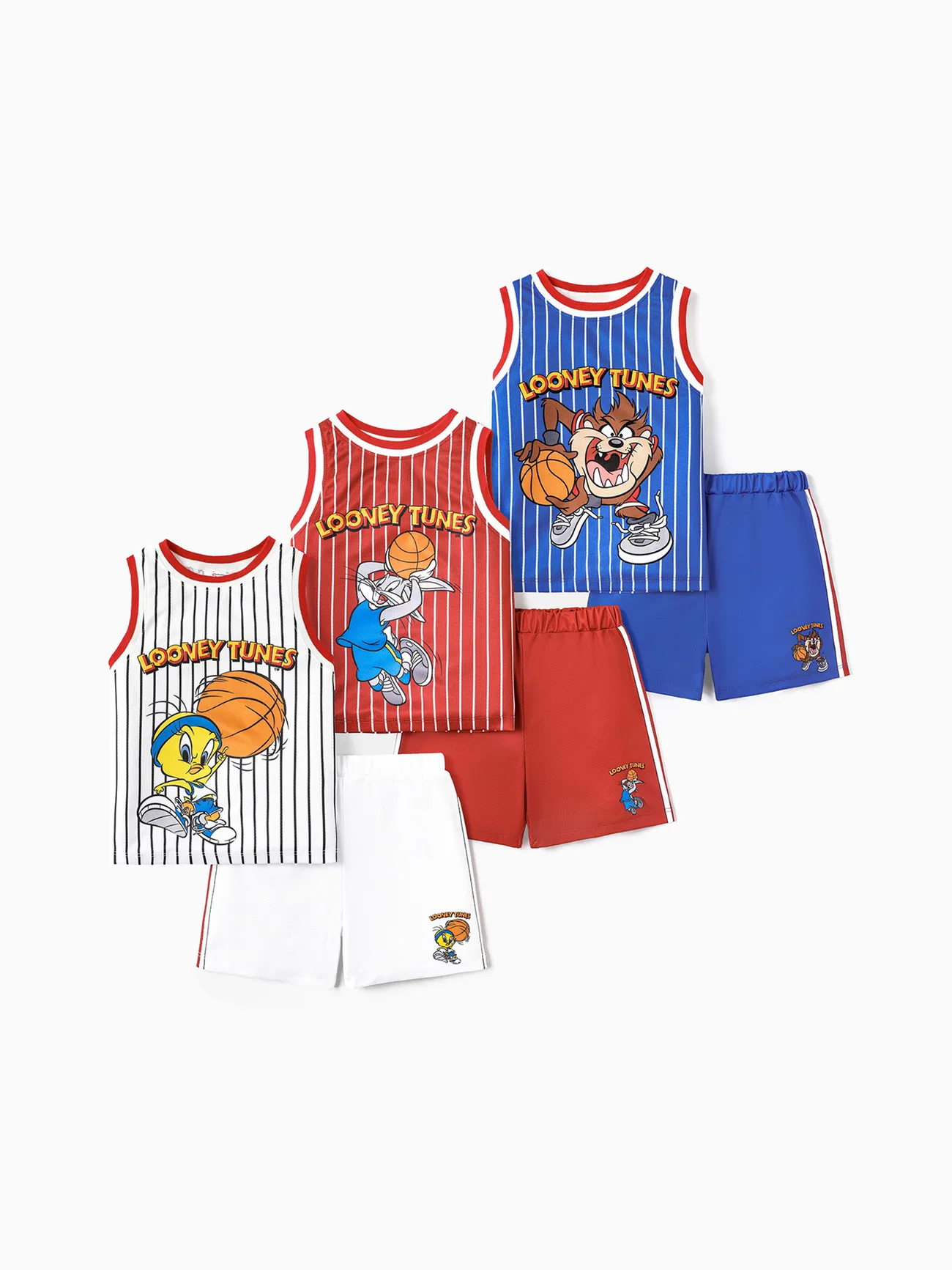 Looney Tunes Toddler/Kid Boy 2pcs Basketball & Character Print Tank Top and Shorts Set Blue big image 1