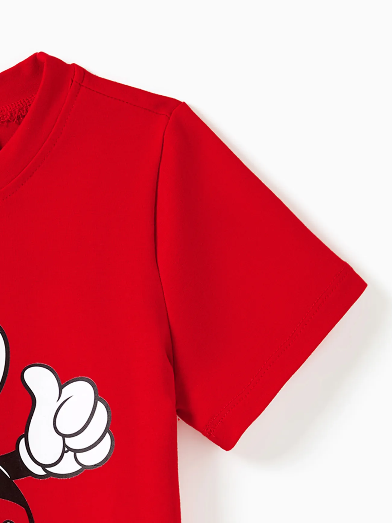 Disney Mickey and Friends Family Matching Funny Gesture Cotton T-shirt/Dress/Romper Red big image 1