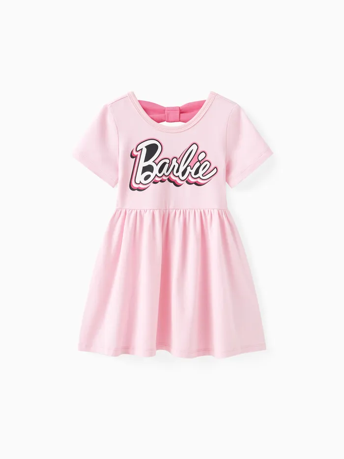 Barbie Kleinkind/Kind Mädchen Rücken Bowknot Design Kurzarmkleid aus Baumwolle