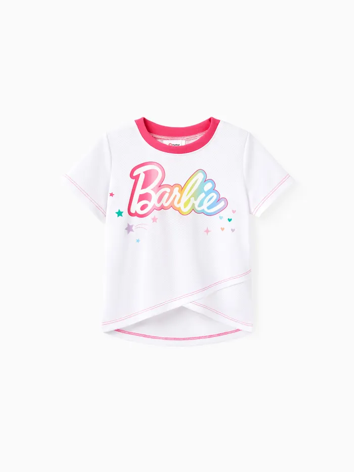 Barbie 1pc Toddler/Kids Girls Sporty Rainbow Alphabet Tank top/t-shirt/pants
