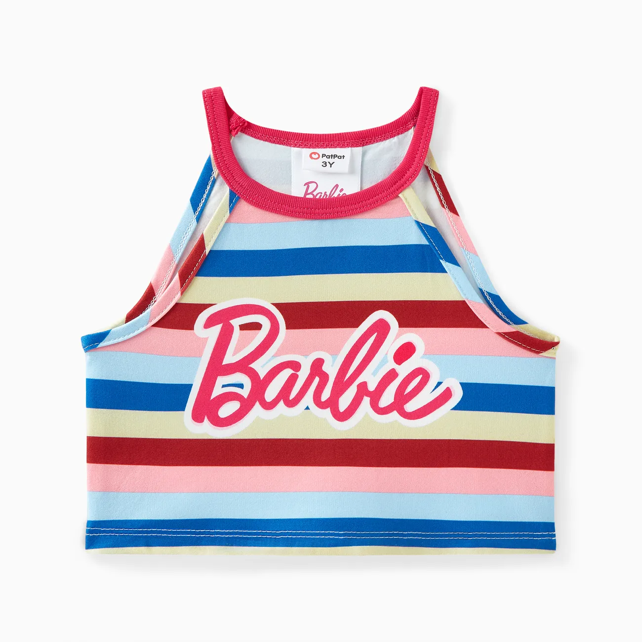 Barbie 1pc Toddler Girls Personagem listrado Toddler Tank top/shorts
 listras coloridas big image 1