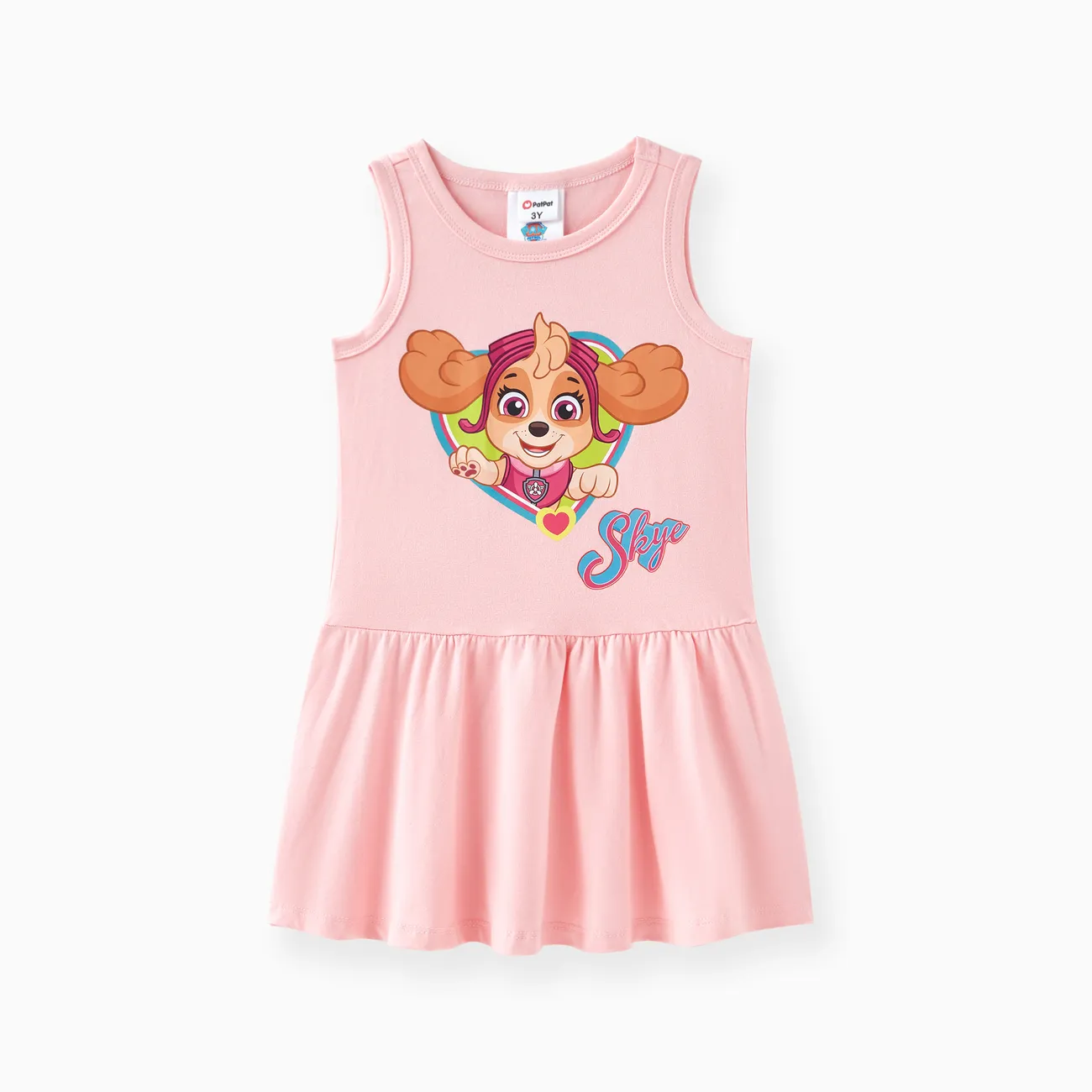 PAW Patrol Toddler Girl Heart Print Naia/Cotton Sleeveless Dress Pink big image 1