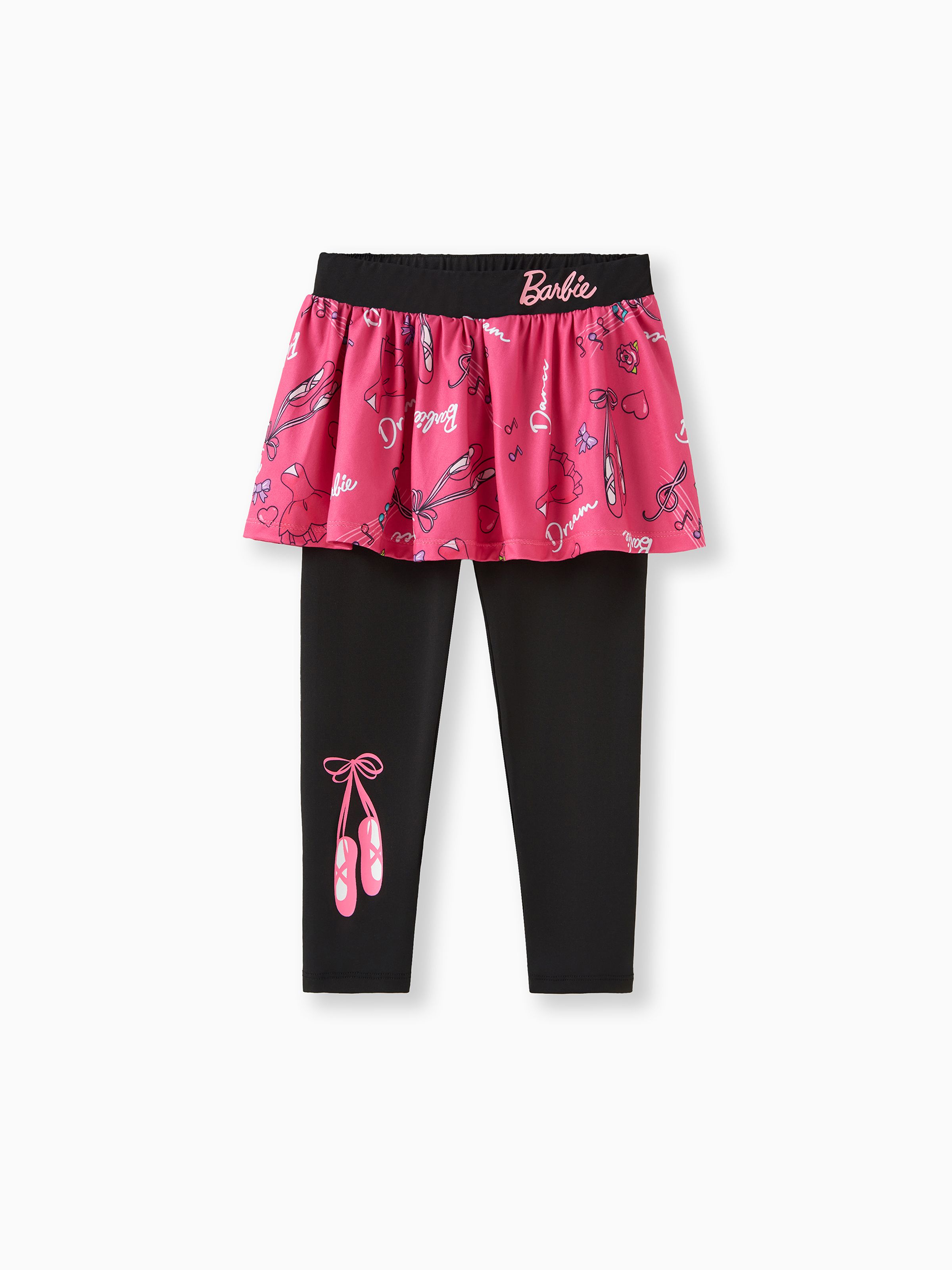 

Barbie Toddler Girl Bow Print Ruffle Overlay 2 In 1 Leggings