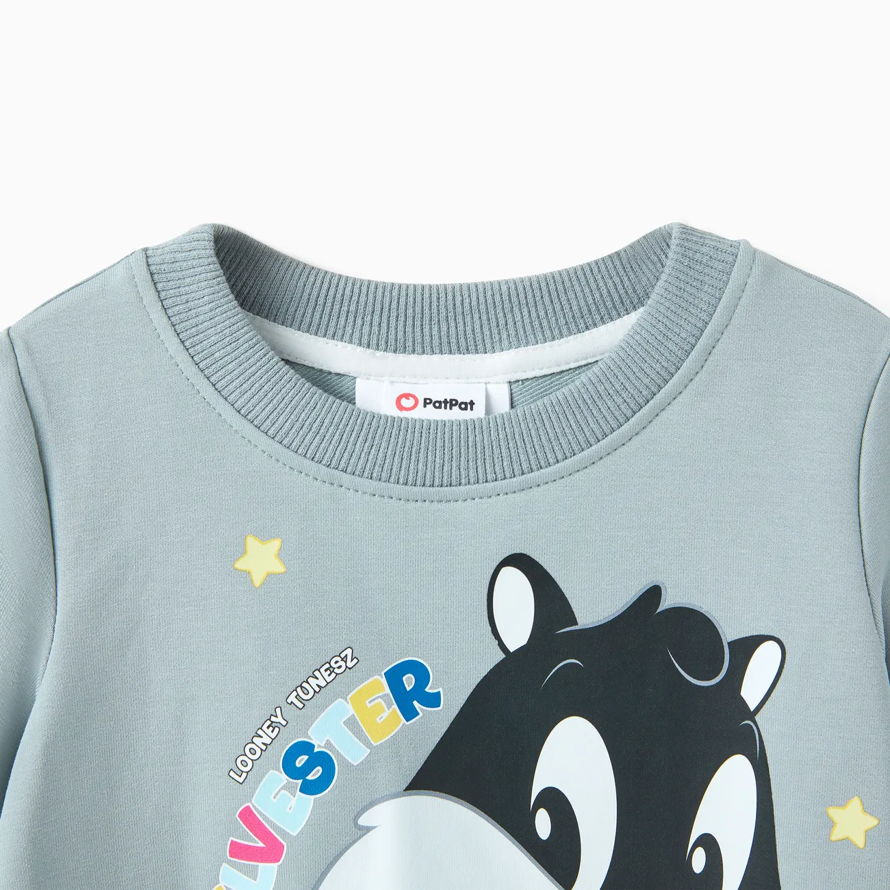 Looney Tunes Baby Boy/Girl Cartoon Animal Print Cotton Long-sleeve Sweatshirt Grey big image 1