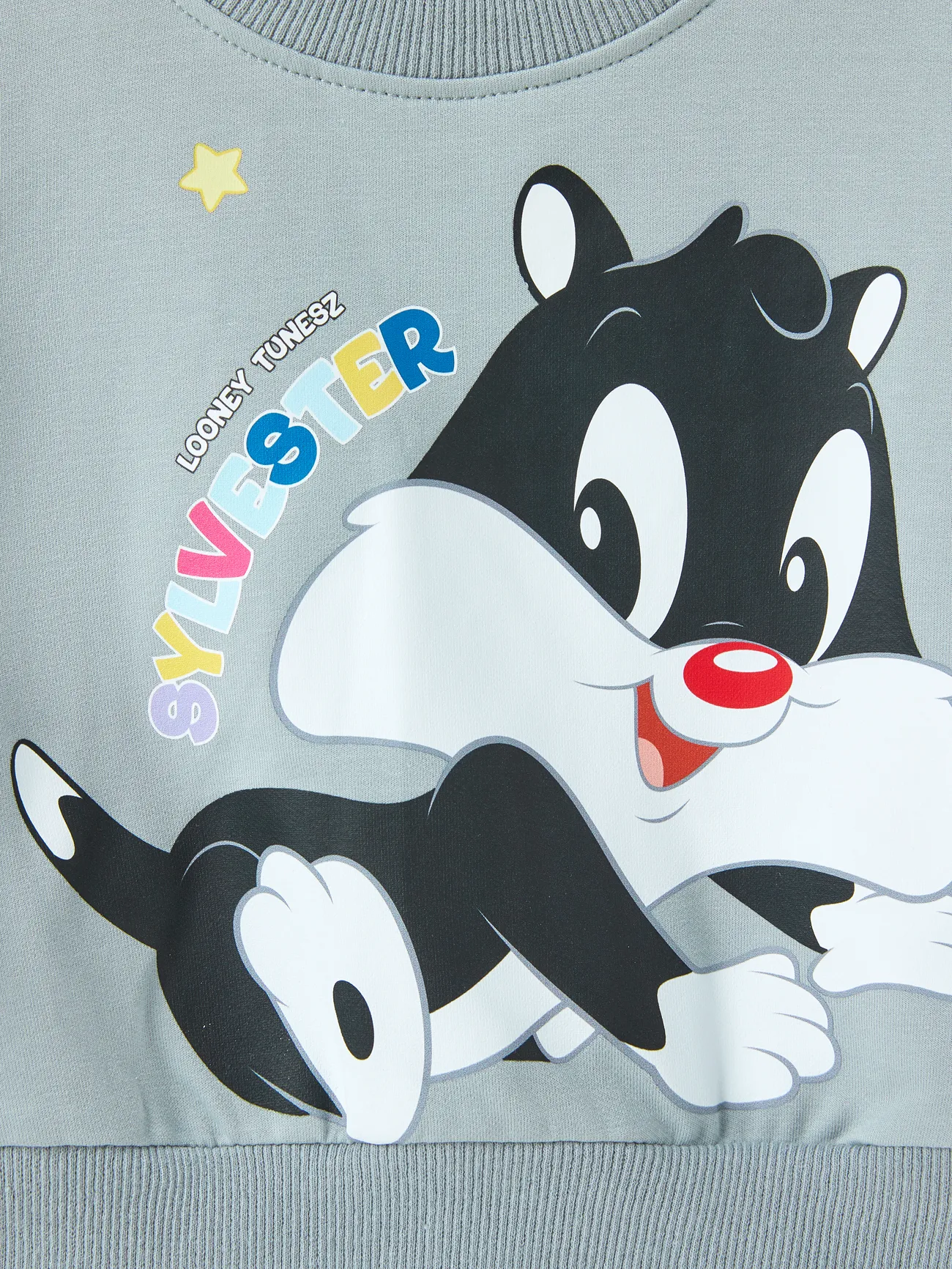 Looney Tunes Baby Boy/Girl Cartoon Animal Print Cotton Long-sleeve Sweatshirt Grey big image 1