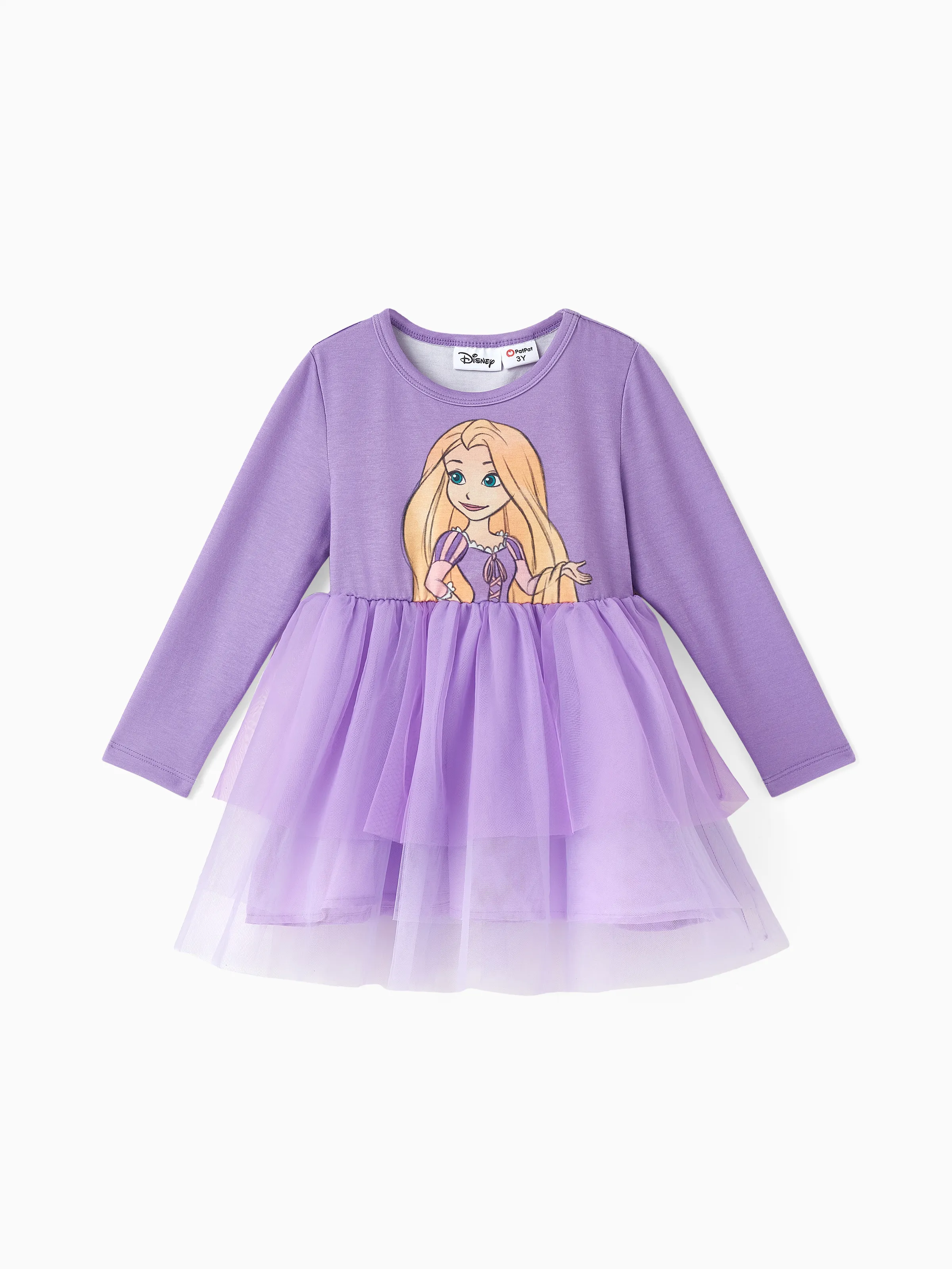 

Disney Princess Toddler Girl Character Naia™ Print Long-sleeve Mesh Overlay Fairy Tulle Dress