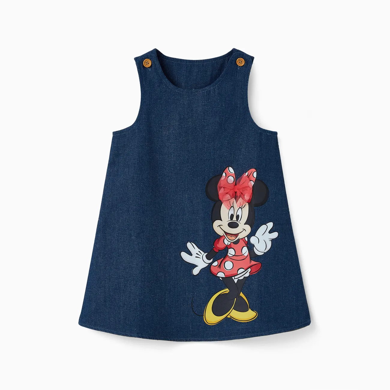 Disney Mickey and Friends Criança Menina Botão Infantil Vestidos azul denim big image 1