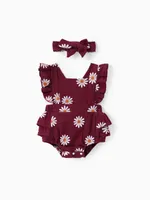 

100% Cotton 2pcs Daisy Print Crepe Fabric Baby Romper Set