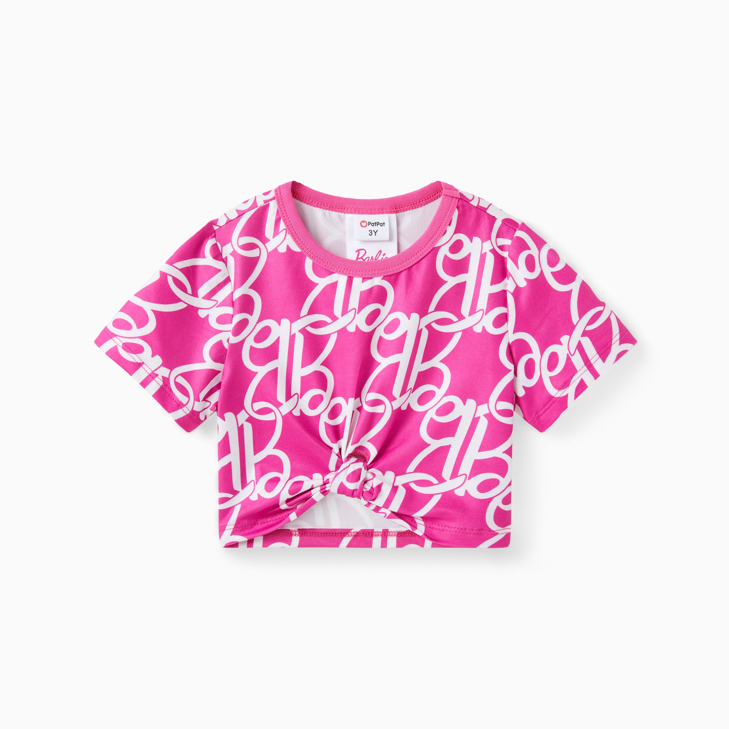 芭比娃娃 1 件學步/兒童女孩字母印花短袖 T 恤