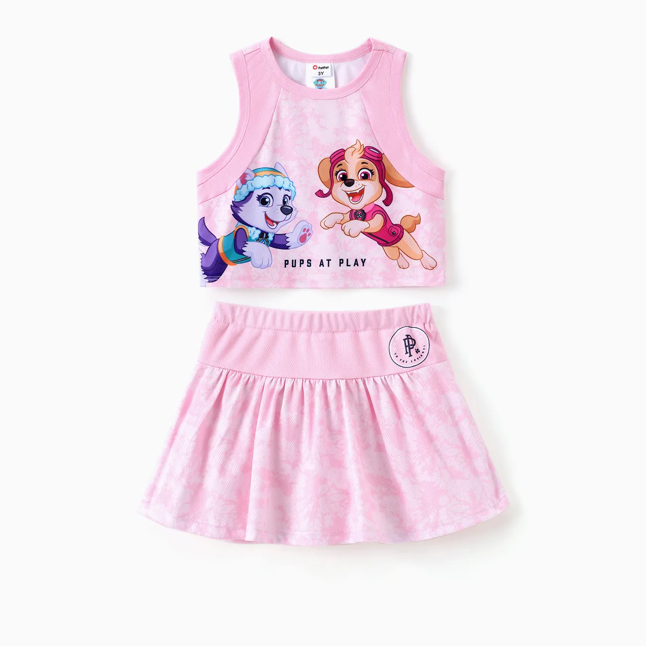 PAW Patrol Toddler Girls 2pcs Tie-dyed Character Print Tank Top with Skort Sportry Set Pink big image 1