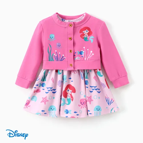 Disney Princess Baby Girls Ariel 2pcs Naia™ Octopus Ocean-tema Personagem Print Light Jackey com Dress Set