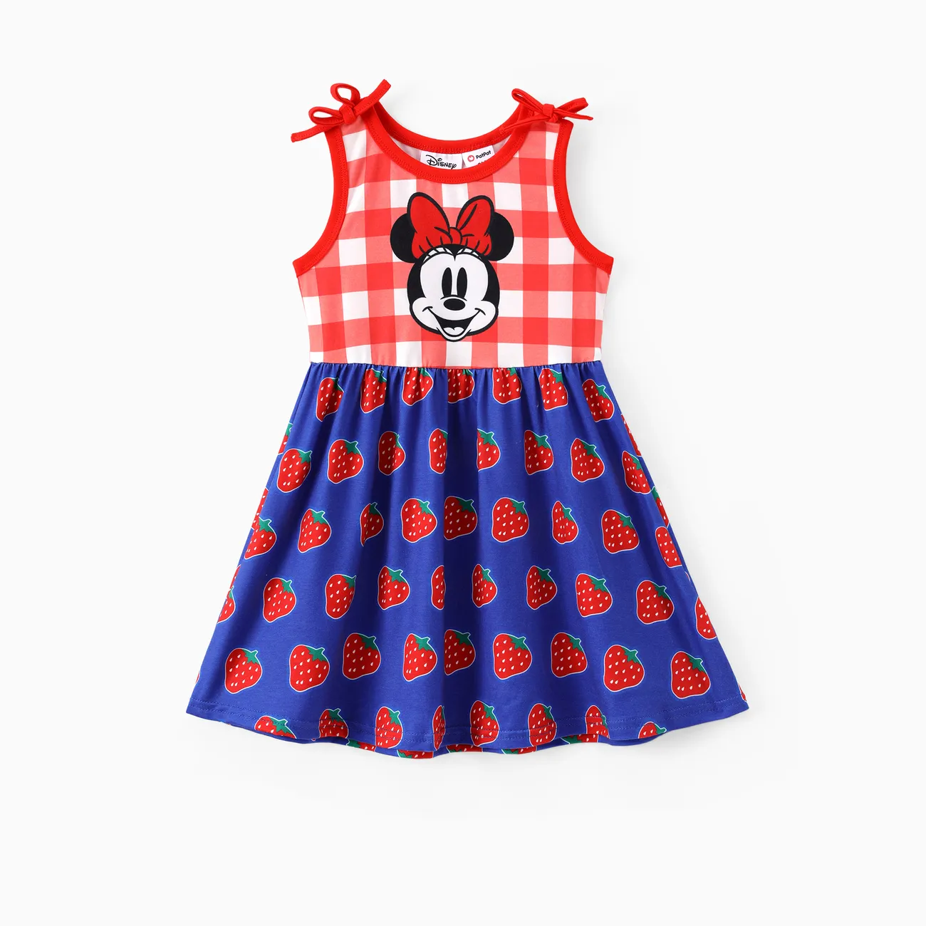 Disney Mickey and Friends Criança Menina Costuras de tecido Infantil Morango Vestidos Vermelho big image 1