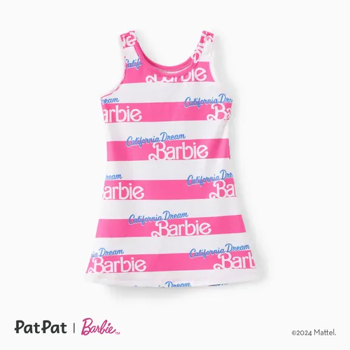 Barbie Toddler/Kid Girl Mother's Day Classic Barbie Letter and Heart Allover Print Dress