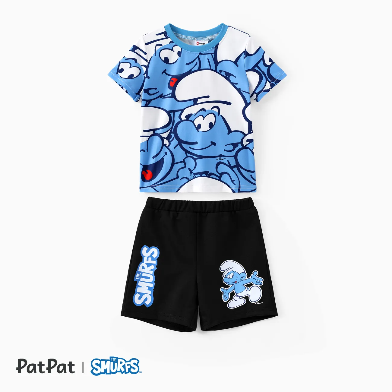 Os Smurfs 2 unidades Criança Menino Infantil conjuntos de camisetas Azul big image 1