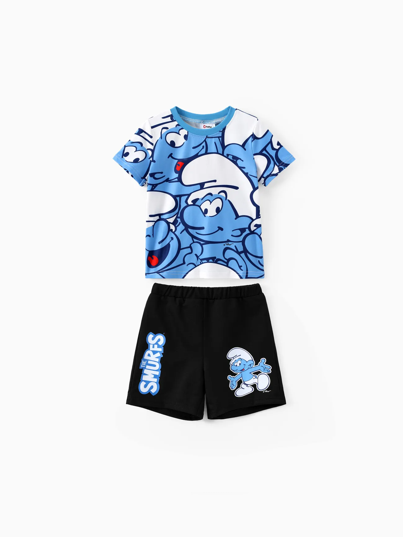 I Puffi 2 pezzi Bambino piccolo Ragazzo Infantile set di t-shirt Blu big image 1
