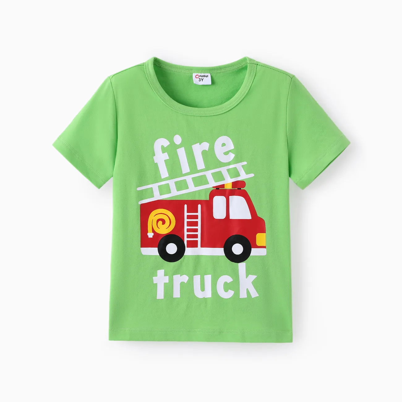 Toddler Boy 2pcs Vehicle Print Tee and Denim Shorts Set Light Green big image 1