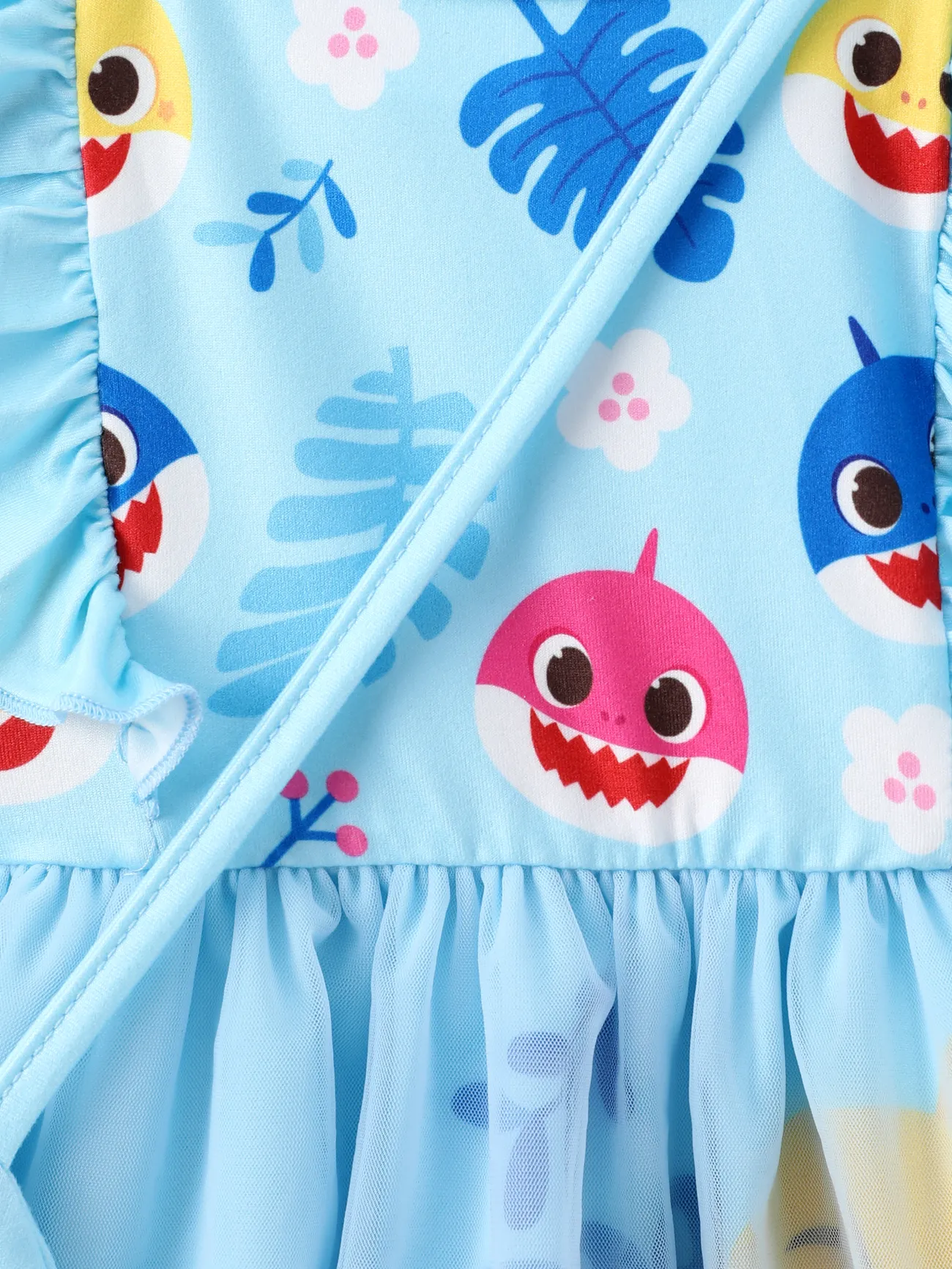 Baby Shark 2 pièces Enfant en bas âge Fille Couture de tissus Doux Requin Robes Bleu big image 1