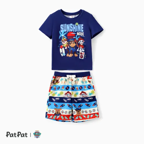 Paw Patrol 幼兒/兒童男孩 2 件海灘主題鳳梨角色印花 T 恤和短褲套裝