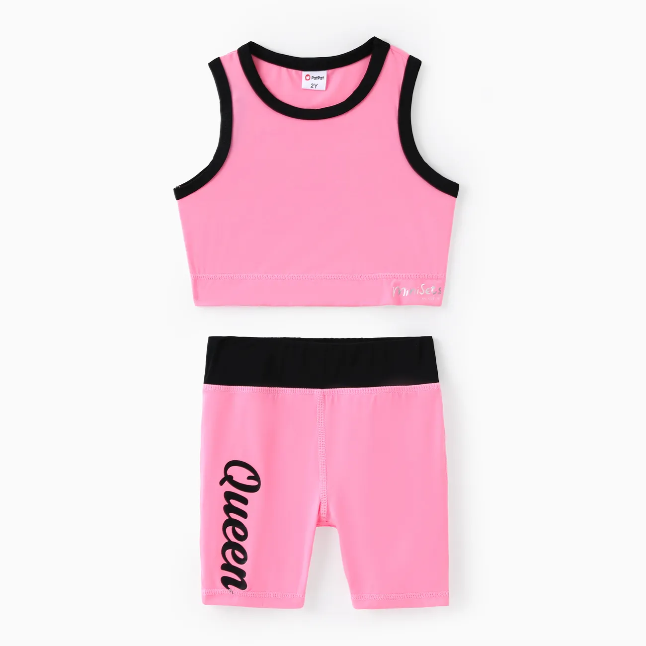 Toddler/Kid Girl 2pcs Tank Top and Short Leggings Set Pink big image 1