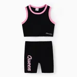 Toddler / Kid Girl 2pcs Camiseta sin mangas y conjunto de leggings cortos Negro