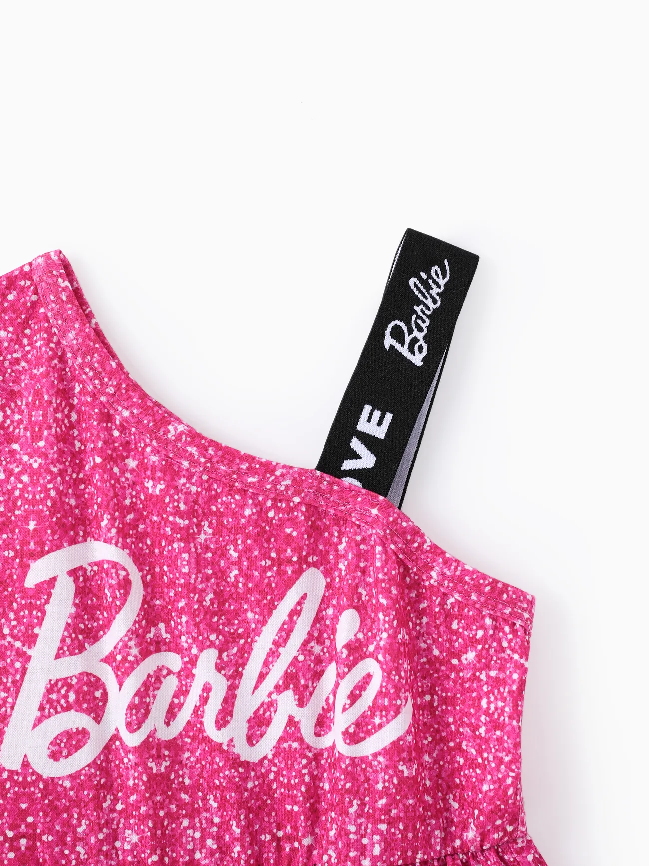 Barbie IP Menina Ombro descoberto Infantil Vestidos cor de rosa big image 1