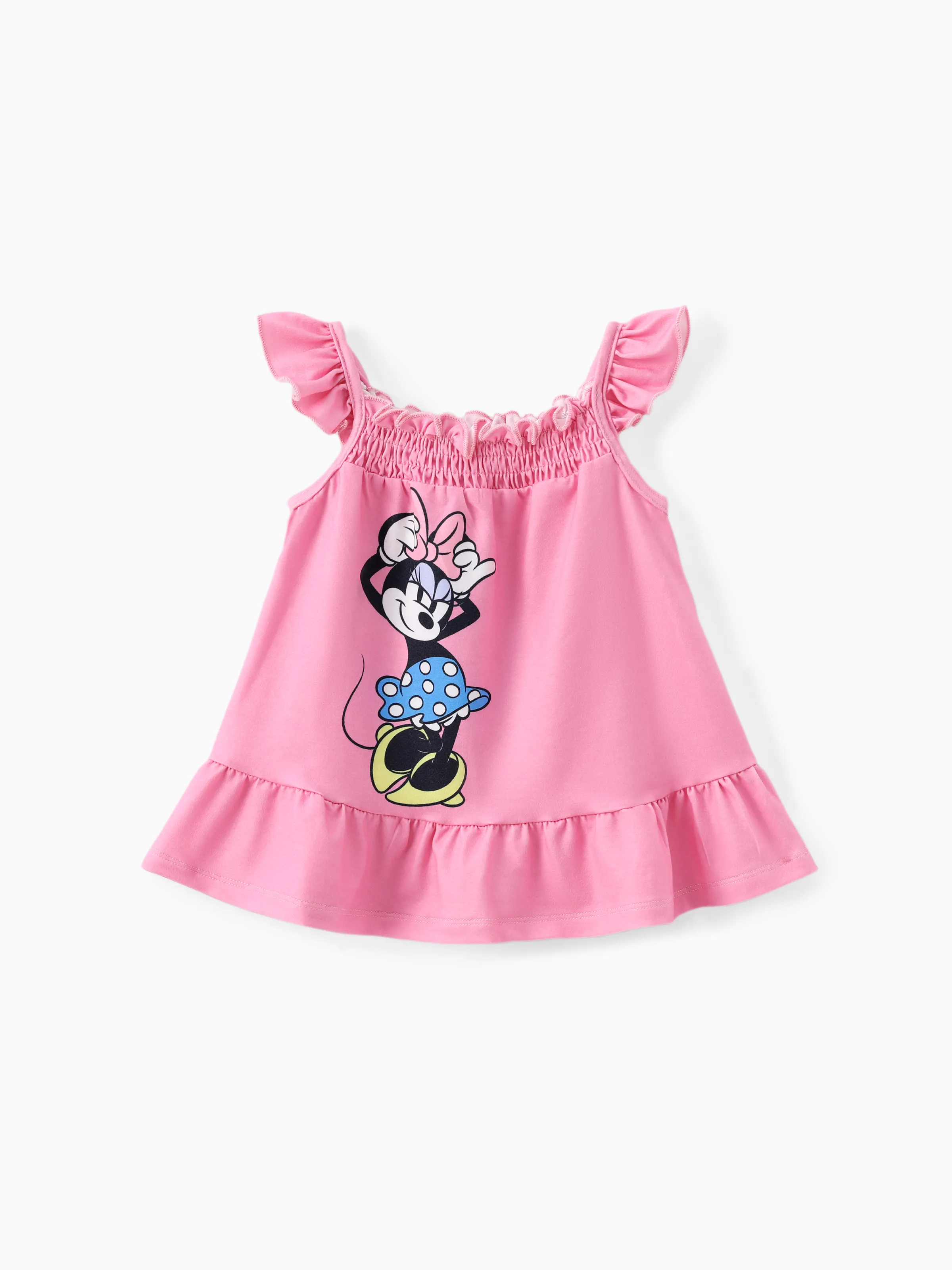 Disney Mickey and Friends Baby/Toddler Girl Character Print Ruffled Sleeve Dress