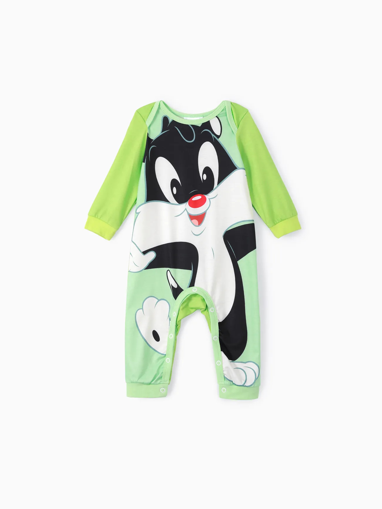 Looney Tunes Baby Boy/Girl Cartoon Animal Print Long-sleeve Naia™ Jumpsuit Green big image 1