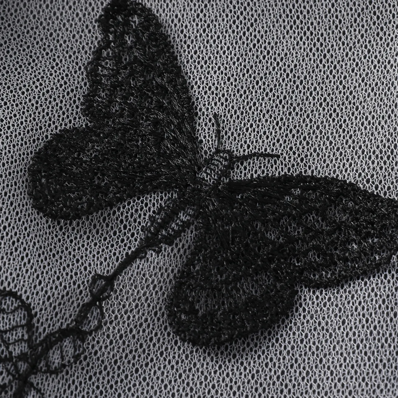 Kid Girl Regular Sweet Butterfly Flutter Sleeve Dress    Black big image 1